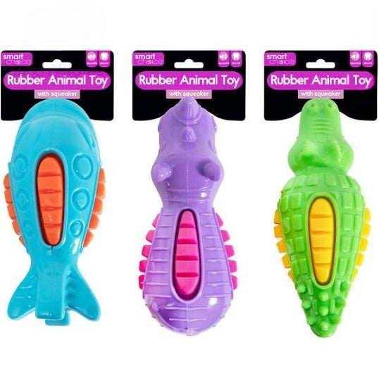 RSW Smart Choice Squeaky Rubber Animal Dog Toy Assorted Colours SC1551 | Lightweight and Robust Rubber | Fun Squeaker to Encourage Play | Helps to Maintain Dental Hygiene | Great for Games of Throw and Fetch