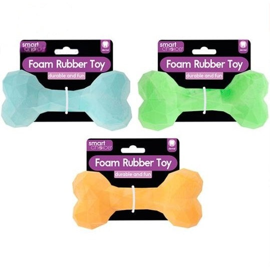 RSW Smart Choice Foam Rubber Bone Dog Toy Assorted Colours SC1707 | Lightweight and Robust Rubber | Helps to Maintain Dental Hygiene | Great for Games of Throw and Fetch