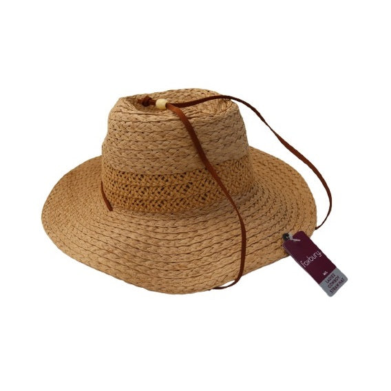 Foxbury Ladies Cow Boy Straw Hat Brown Medium-Large GL1239 | Breathable Woven Design for Outdoor Wear