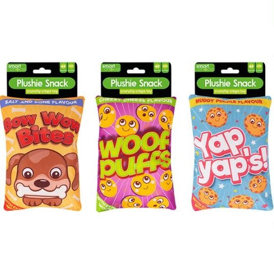 RSW Smart Choice Squeaky Crunchy Crisps Packet Dog Toy Assorted Colours SC1730 | Soft and Cuddly Plush | Fun Squeaker and Crinkle to Encourage Play | Ideal Comforting Companion