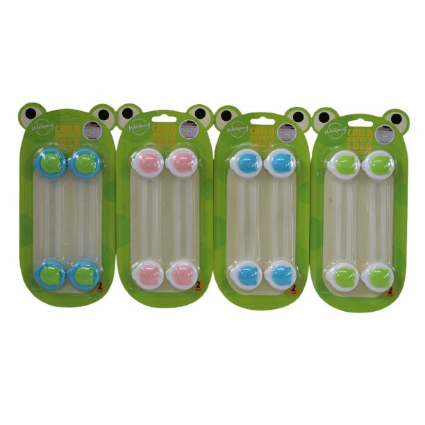 Weikang Child Safety Locks Assorted Colours Pack of 2 AK047C | Easy Install Adhesive Strap | Cute Animal Design | Baby Proof Cabinet-Drawer and Fridge Locks
