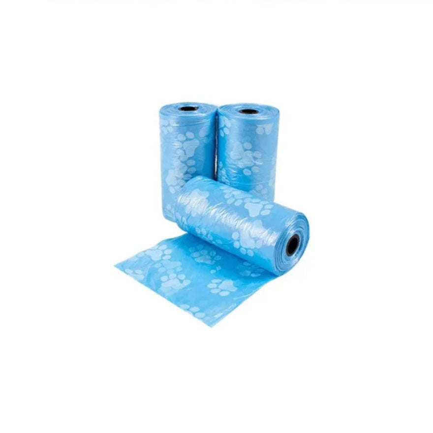 World of Pets Poop Bags for Pet Care Assorted Colours Pack of 45 WP379 | Paw Print Design | Fast and Easy Waste Disposable | Refillable