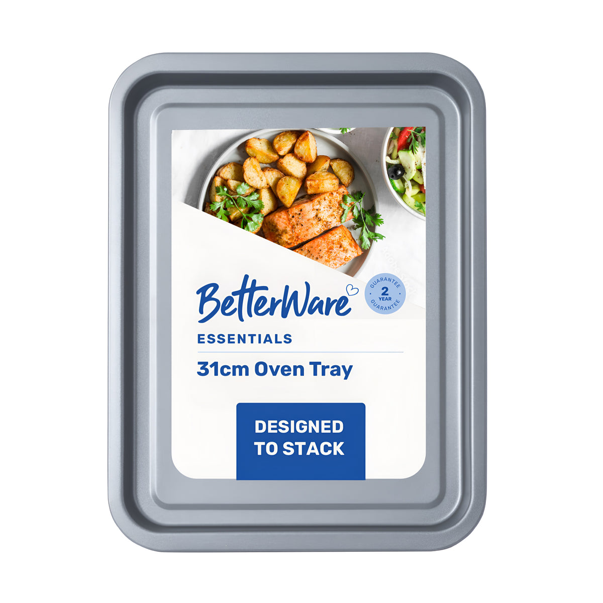 Betterware Essentials Oven Tray Grey 31cm 67040 | Non-Stick Coating for Easy Release | Dishwasher Safe for Hassle-Free Cleanup | Fridge and Freezer Safe | Designed to Stack