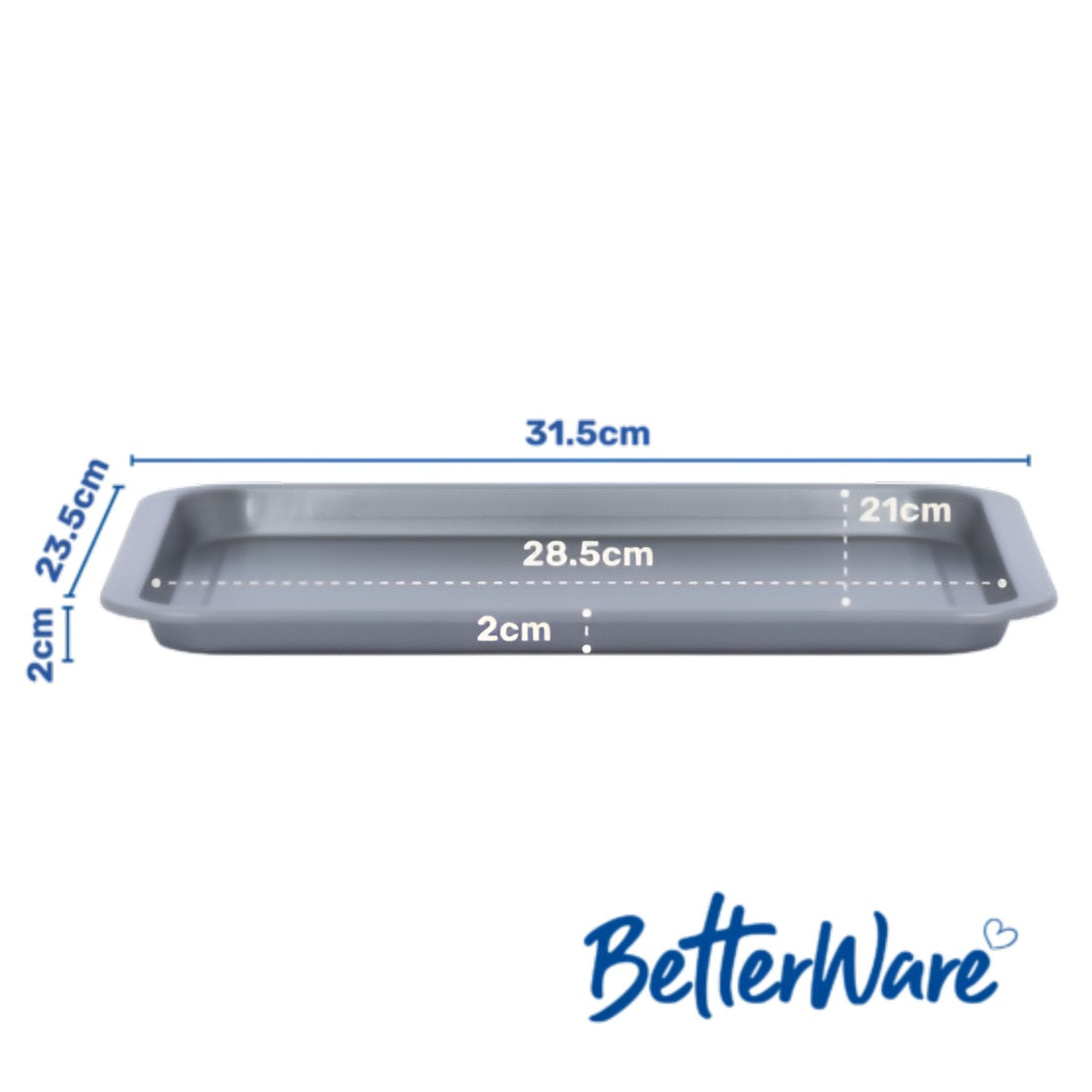 Betterware Essentials Oven Tray Grey 31cm 67040 | Non-Stick Coating for Easy Release | Dishwasher Safe for Hassle-Free Cleanup | Fridge and Freezer Safe | Designed to Stack
