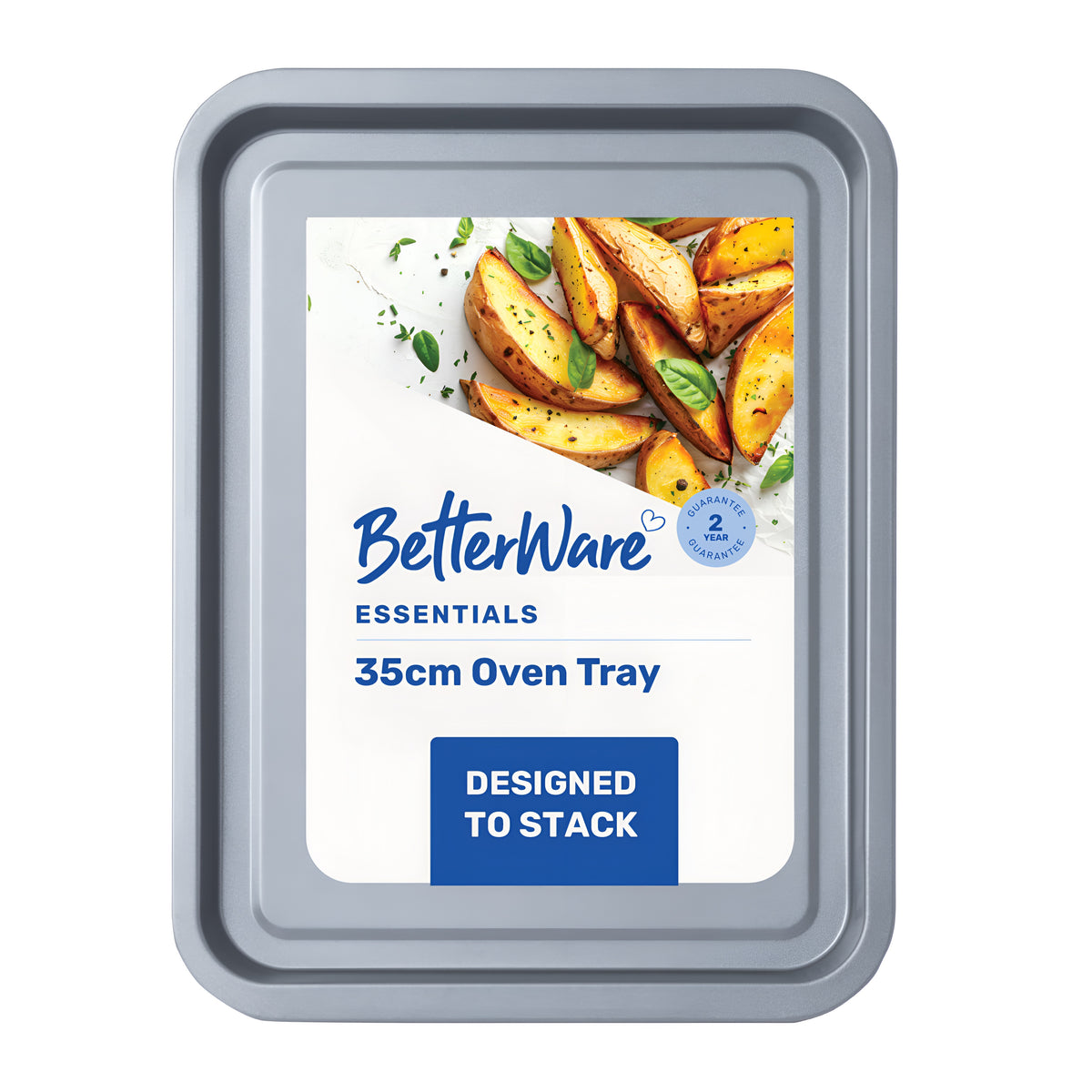 Betterware Essentials Oven Tray Grey 35cm 67020 | Non-Stick Coating for Easy Release | Dishwasher Safe for Hassle-Free Cleanup | Fridge and Freezer Safe | Designed to Stack