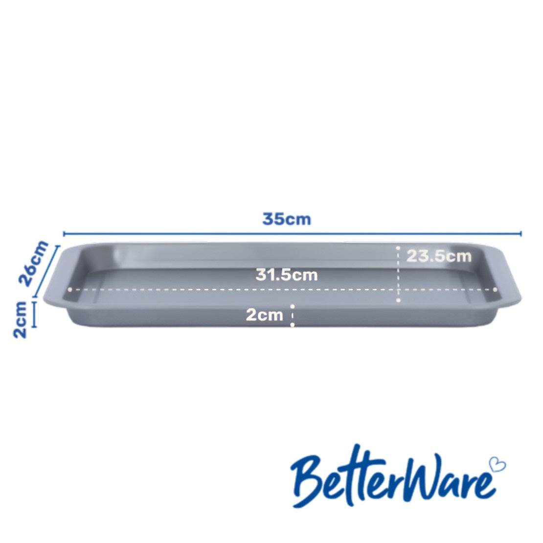 Betterware Essentials Oven Tray Grey 35cm 67020 | Non-Stick Coating for Easy Release | Dishwasher Safe for Hassle-Free Cleanup | Fridge and Freezer Safe | Designed to Stack