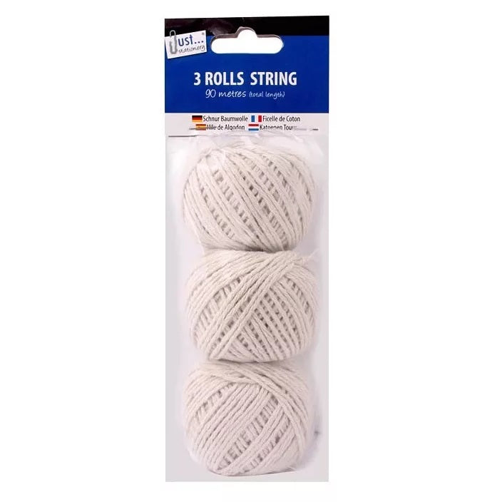 Tallon Just Stationery Cotton String Balls White 90Mtr Pack of 3 5158-48