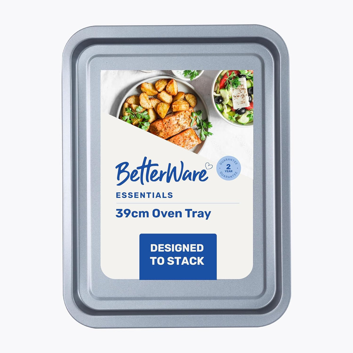 Betterware Essentials Oven Tray Grey 39cm 67000 | Non-Stick Coating for Easy Release | Dishwasher Safe for Hassle-Free Cleanup | Fridge and Freezer Safe | Designed to Stack