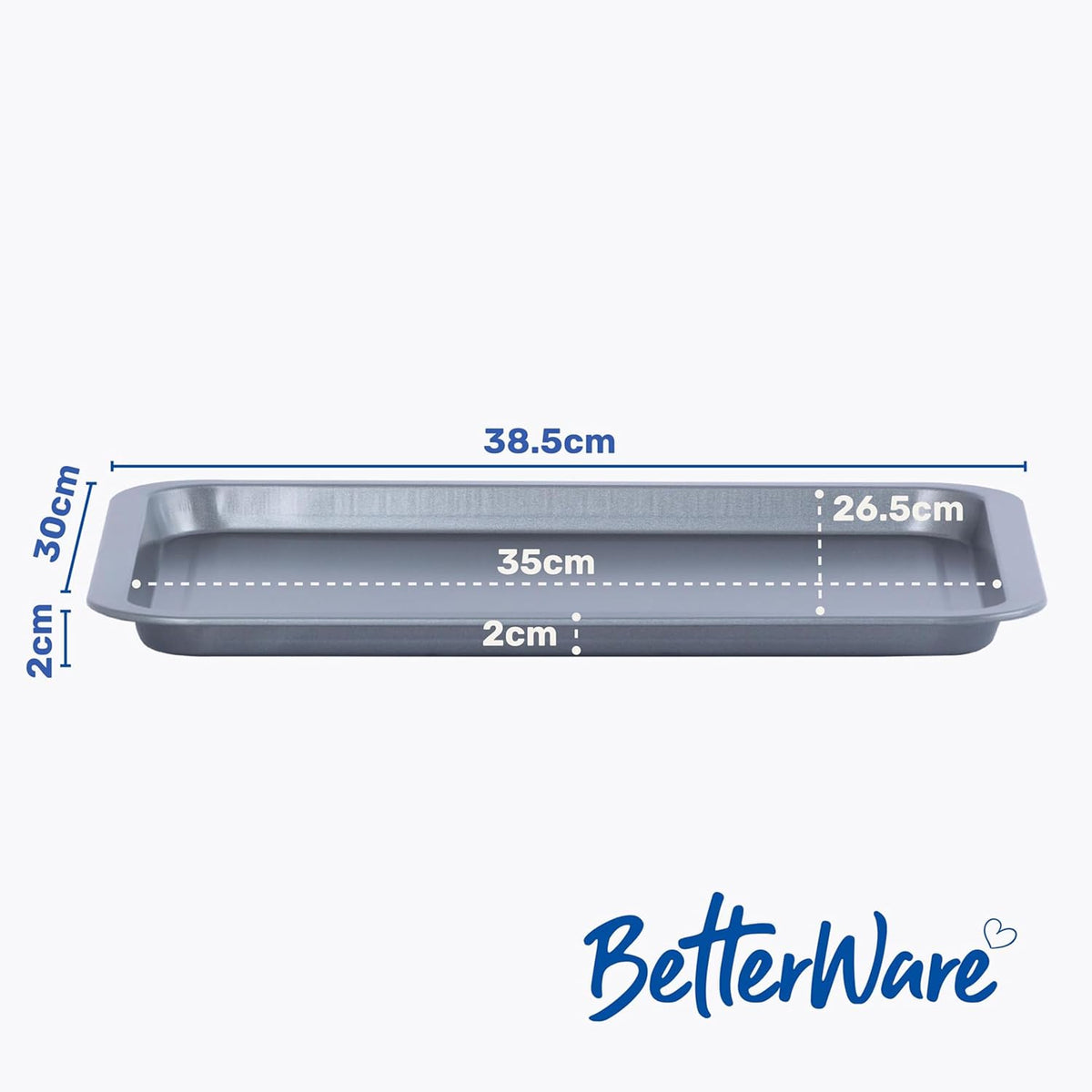 Betterware Essentials Oven Tray Grey 39cm 67000 | Non-Stick Coating for Easy Release | Dishwasher Safe for Hassle-Free Cleanup | Fridge and Freezer Safe | Designed to Stack