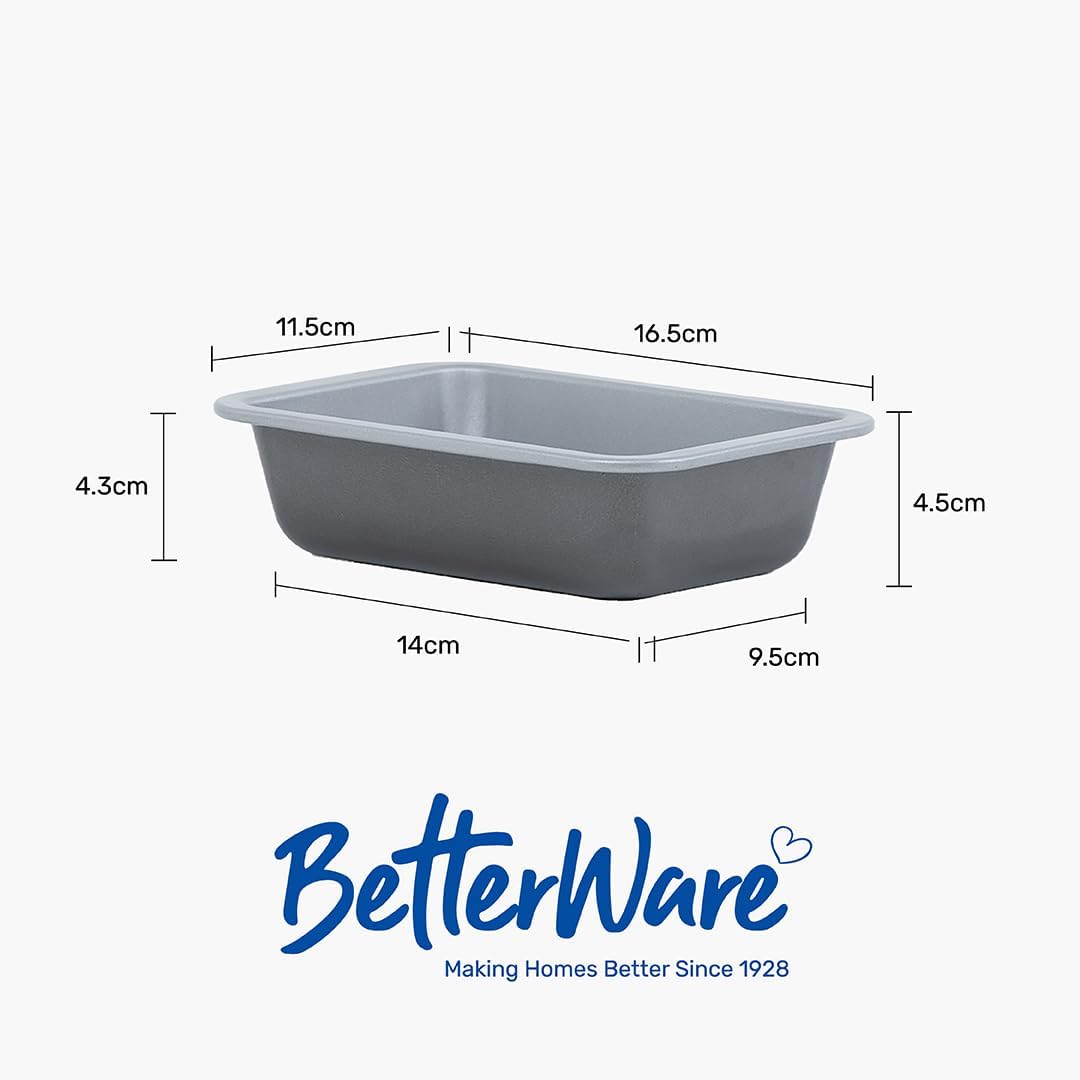 Betterware Air Fryer Accessories Rectangular Deep Dishes Grey 16.5cm x 11.5cm Set of 2 71000 | High Performance | Non-Stick | Dishwasher Safe