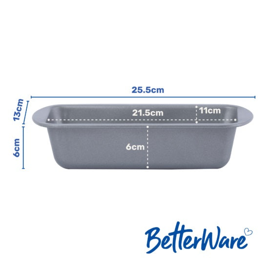 Betterware Essentials Loaf Tin Grey 2lb 67640 | Non-Stick Coating for Easy Release | Dishwasher Safe for Hassle-Free Cleanup | Fridge and Freezer Safe