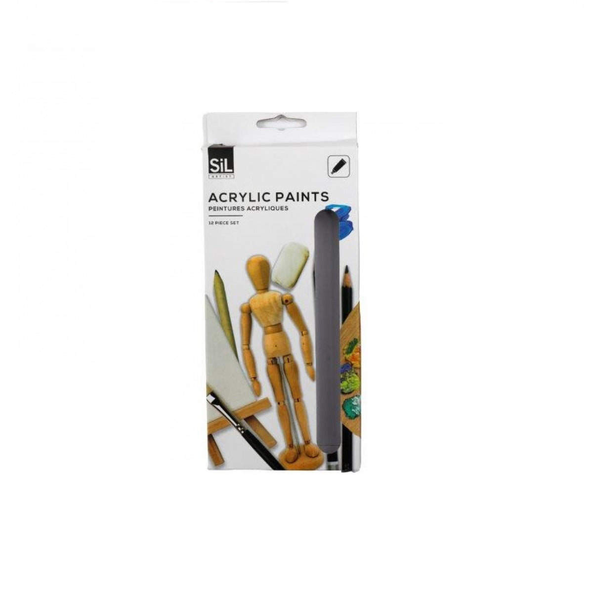 SiL Artist Acrylic Paints Multicolour 20mm x 110mm x 25mm Pack of 12 196g AR0044A | Colour Tubes for Canvas-Craft and Art Projects | Ideal for Beginners and Professionals