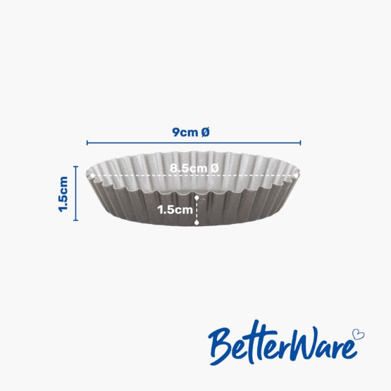 Betterware Air Fryer Accessories Round Fluted Tins Black 8.5cm Set of 4 71220 | High Performance | Non-Stick | Dishwasher Safe