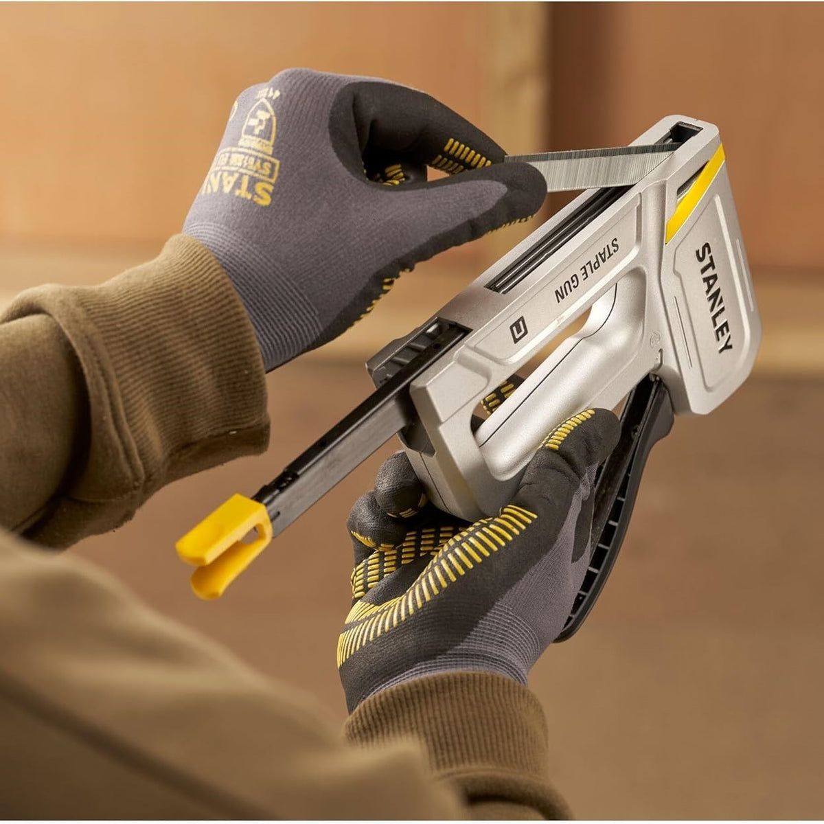 Stanley Heavy Duty Stapler Gun Silver and Black STHT70150-0 | Easy Squeeze Handle | G-Type Staples