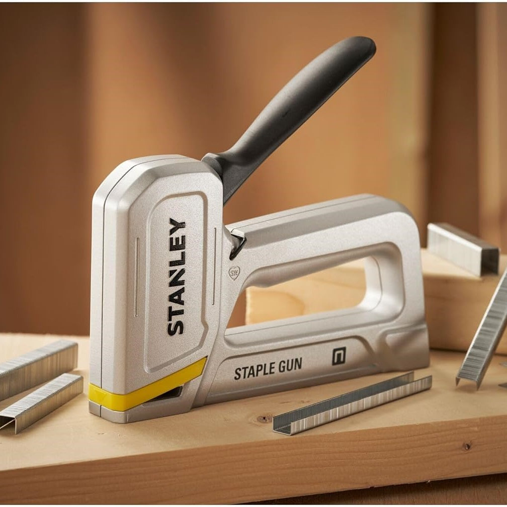 Stanley Heavy Duty Stapler Gun Silver and Black STHT70150-0 | Easy Squeeze Handle | G-Type Staples