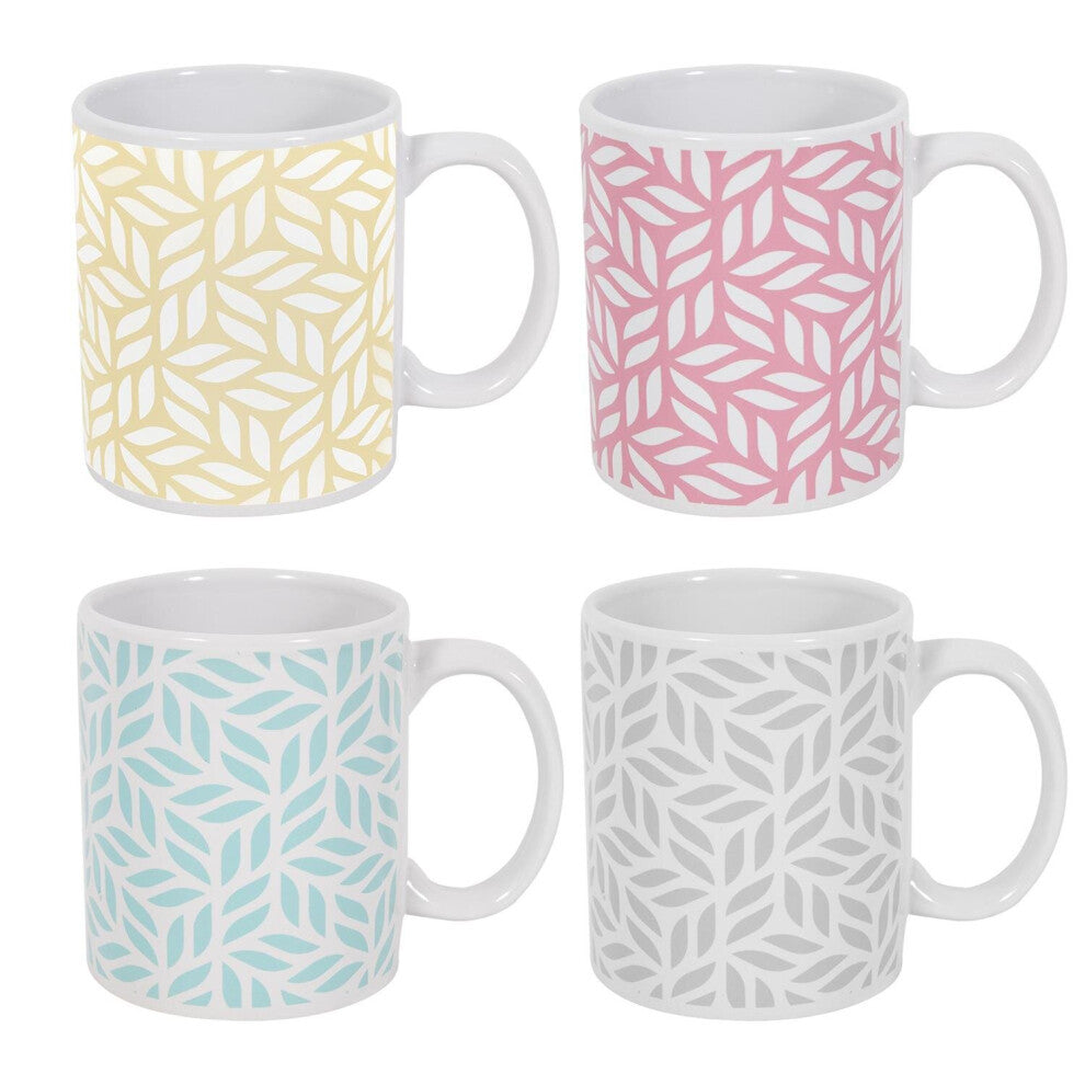 RSW Mad About Mugs Ceramic Leaf Design Mug Assorted Colours 11oz Pack of 1 AM4348 | Coffee and Tea Cups | Dishwasher and Microwave Safe