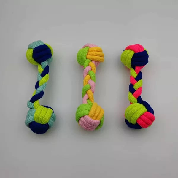 Smart Choice Dumbbell Rope Toy for Dogs Assorted Colours 25cm Pack of 1 SC1788 | Tug and Pull Chew Toy | Dental Health Support | Interactive Play for Dogs