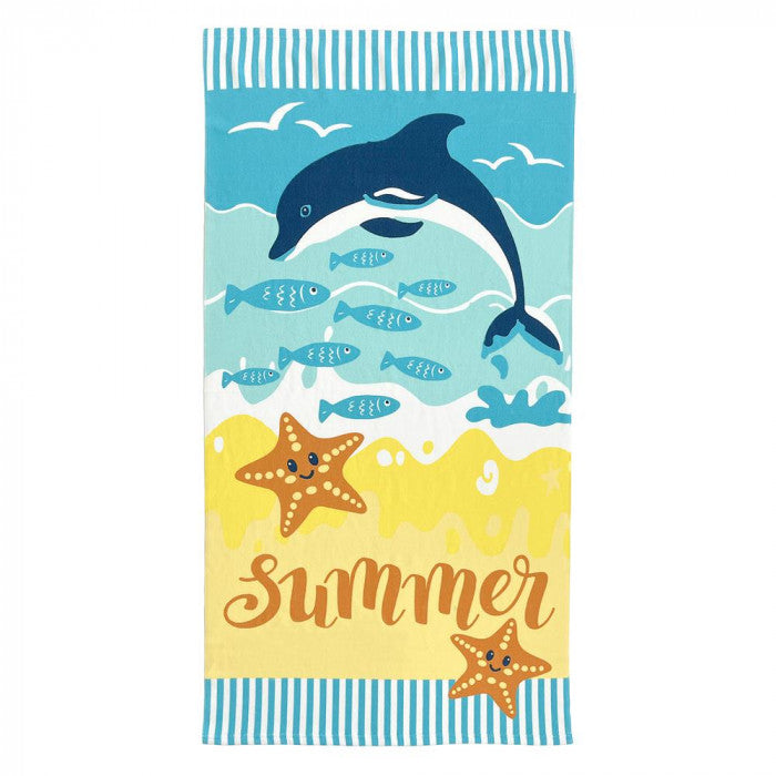 Alfresco Kids Microfibre Beach Towels Assoted Colours 70cm x 140cm Pack of 1 BPV227523 | Superhero-Dolphin and Octopus Designs | Soft-Lightweight and Quick-Drying | Perfect for Swimming-Holidays and Pool Days