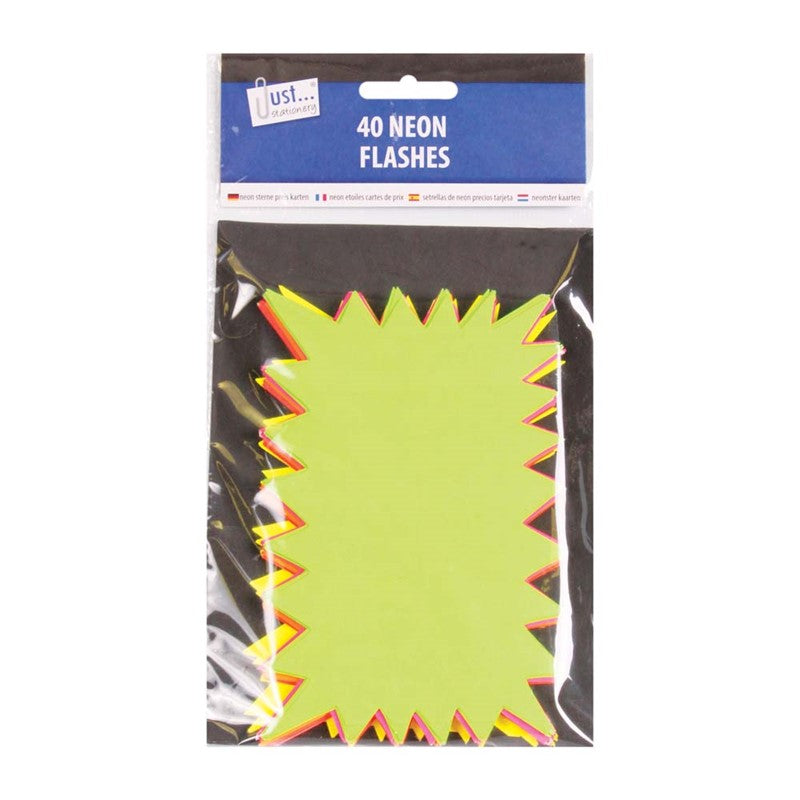 Tallon Just Stationery Neon Flashes Assorted Colours Pack of 40 6216