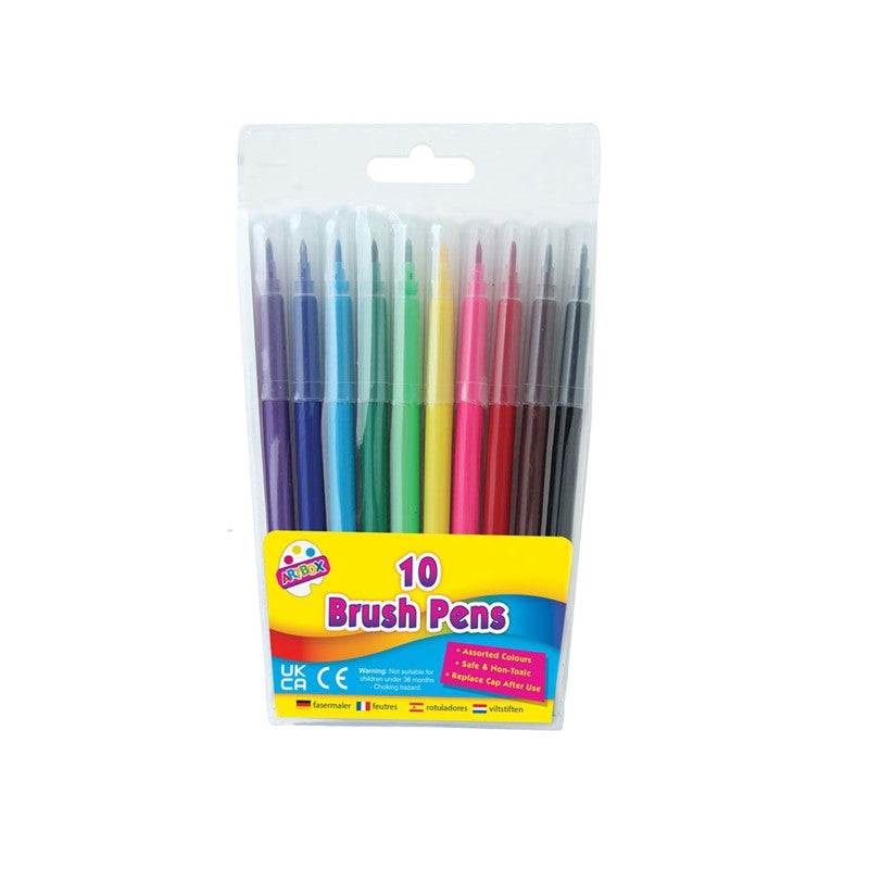 Tallon Artbox Brush Pens Assorted Colours Pack of 10 1093 | Safe and Non Toxic | Replace Cap After Use