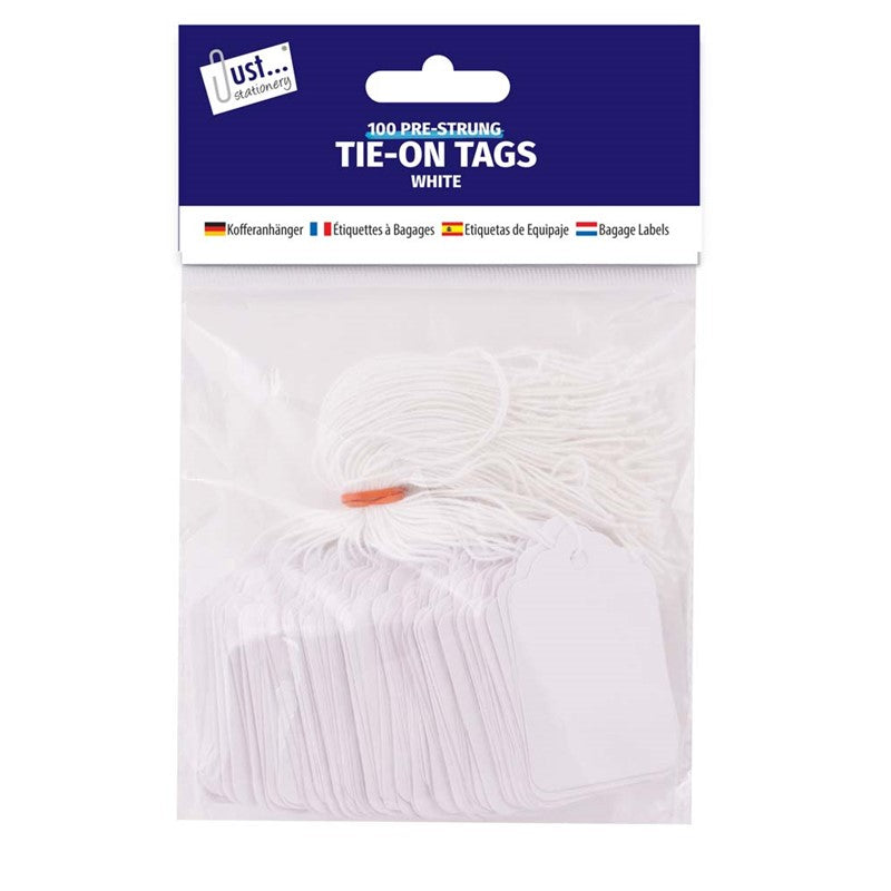 Tallon Just Stationery Pre-Strung Tie-On Tags White Pack of 100 4259