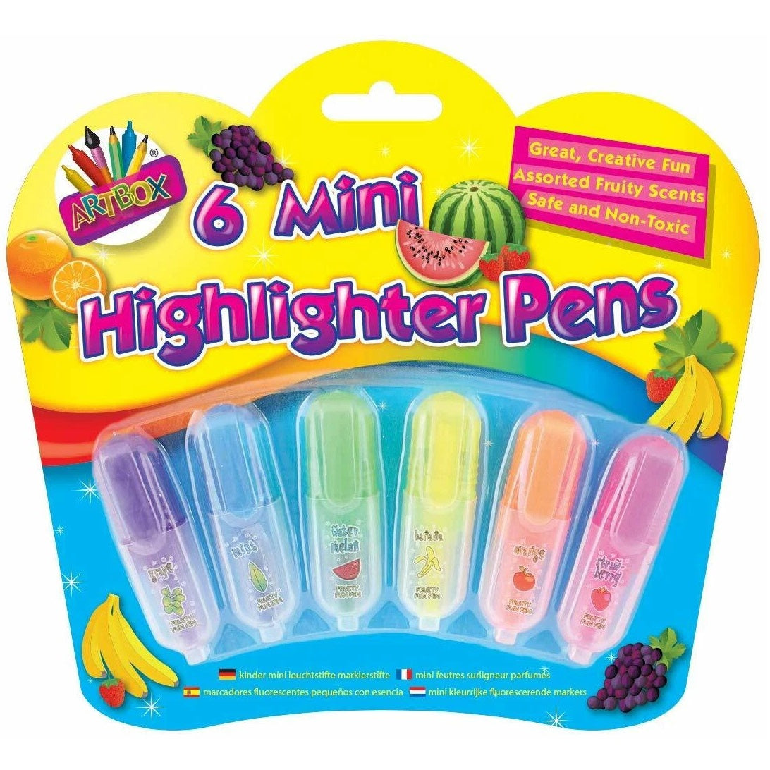 Tallon Artbox Scented Mini Highlighter Pens Assorted Colours Pack of 6 4072 | Great Creative Fun | Assorted Fruity Scents | Safe and Non Toxic