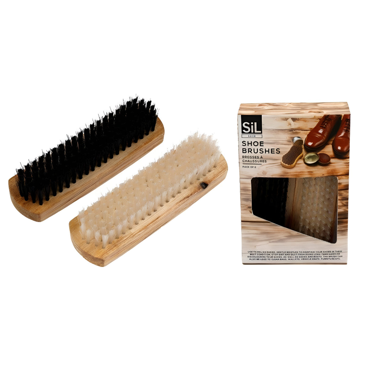 SIL Shoe Brushes Assorted Pack of 2 HW1003