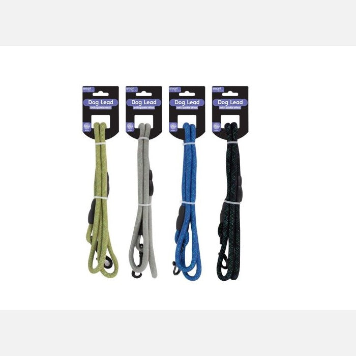 Smart Choice Sparkle Effect Dog Lead Assorted Colours 120cm Pack of 1 SC1739 | Rope Leash with Strong Clip