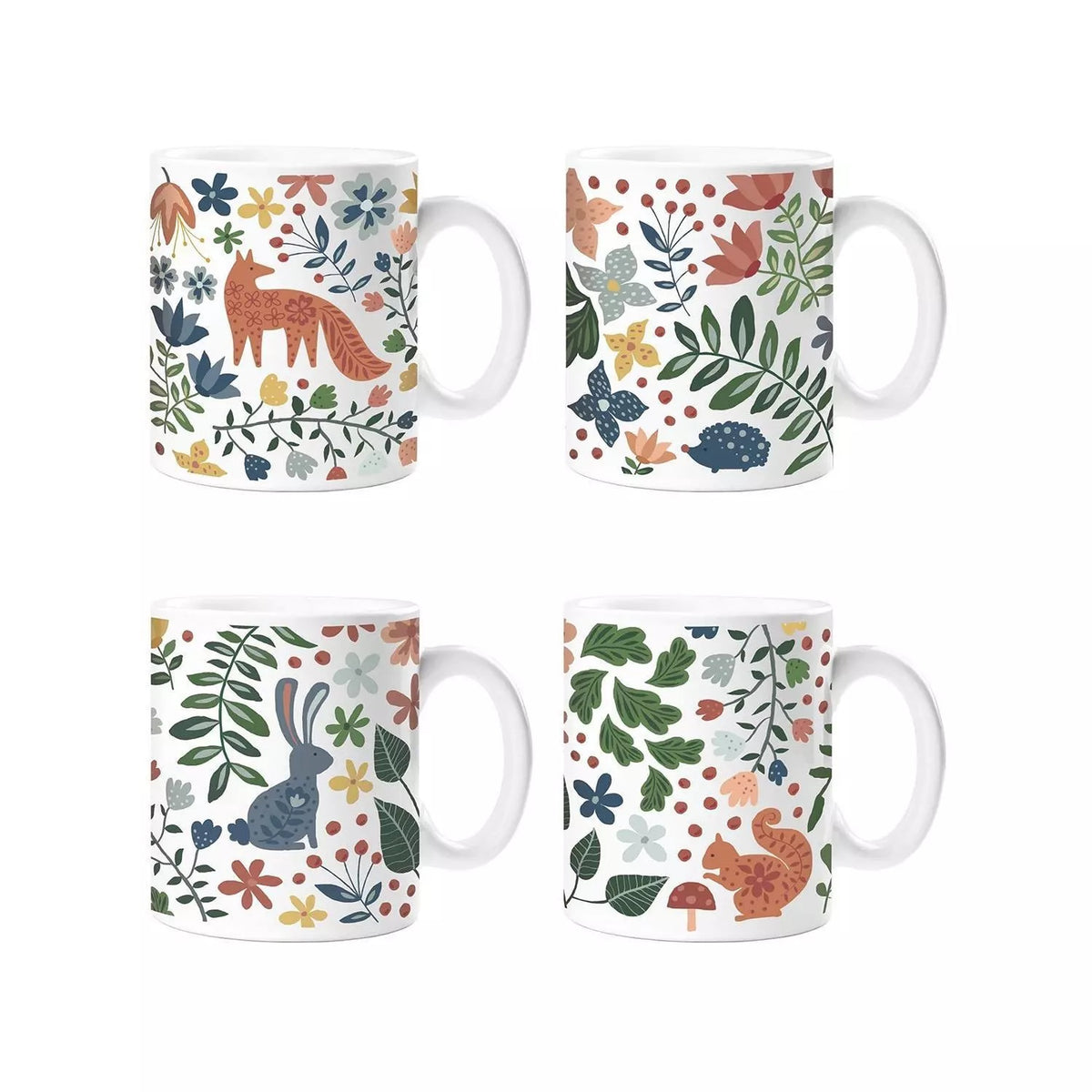 RSW Mad About Mugs Ceramic Woodland Design Mug Assorted Colours 11oz 8.2cm x 12cm x 9.8cm Pack of 1 AM4449 | Assorted Designs | Coffee and Tea Cups | Dishwasher and Microwave Safe