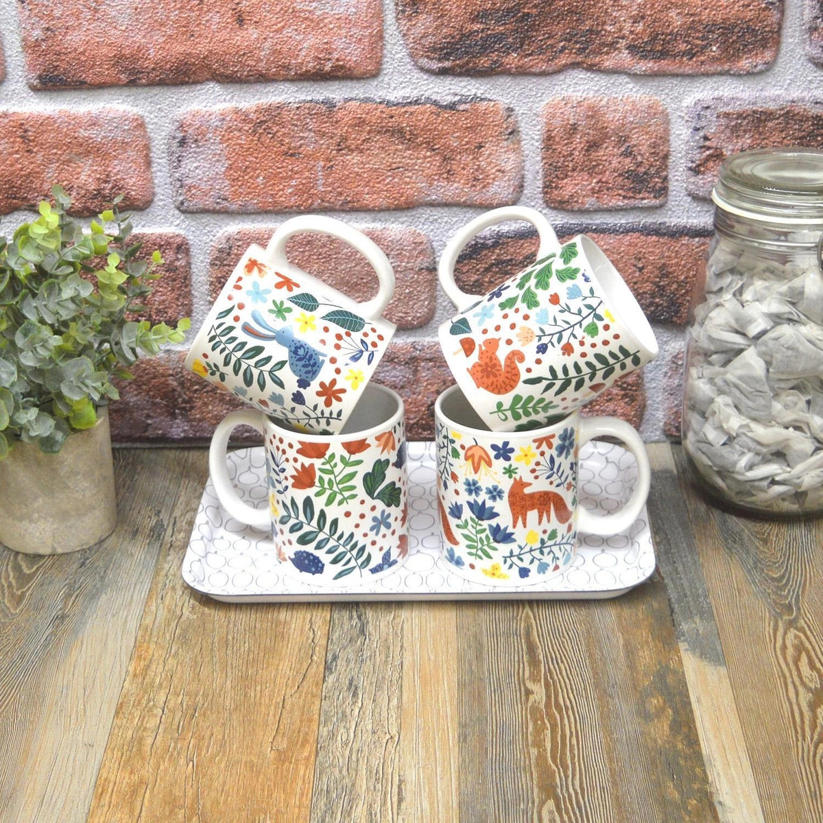 RSW Mad About Mugs Ceramic Woodland Design Mug Assorted Colours 11oz 8.2cm x 12cm x 9.8cm Pack of 1 AM4449 | Assorted Designs | Coffee and Tea Cups | Dishwasher and Microwave Safe