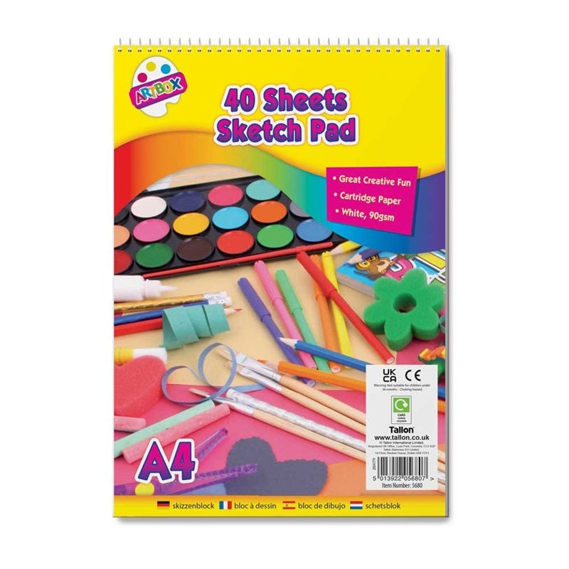 Tallon Artbox A4 Sketch Pad White 40 Sheets 5680 | Great Creative Fun | Cartridge Paper | 90gsm