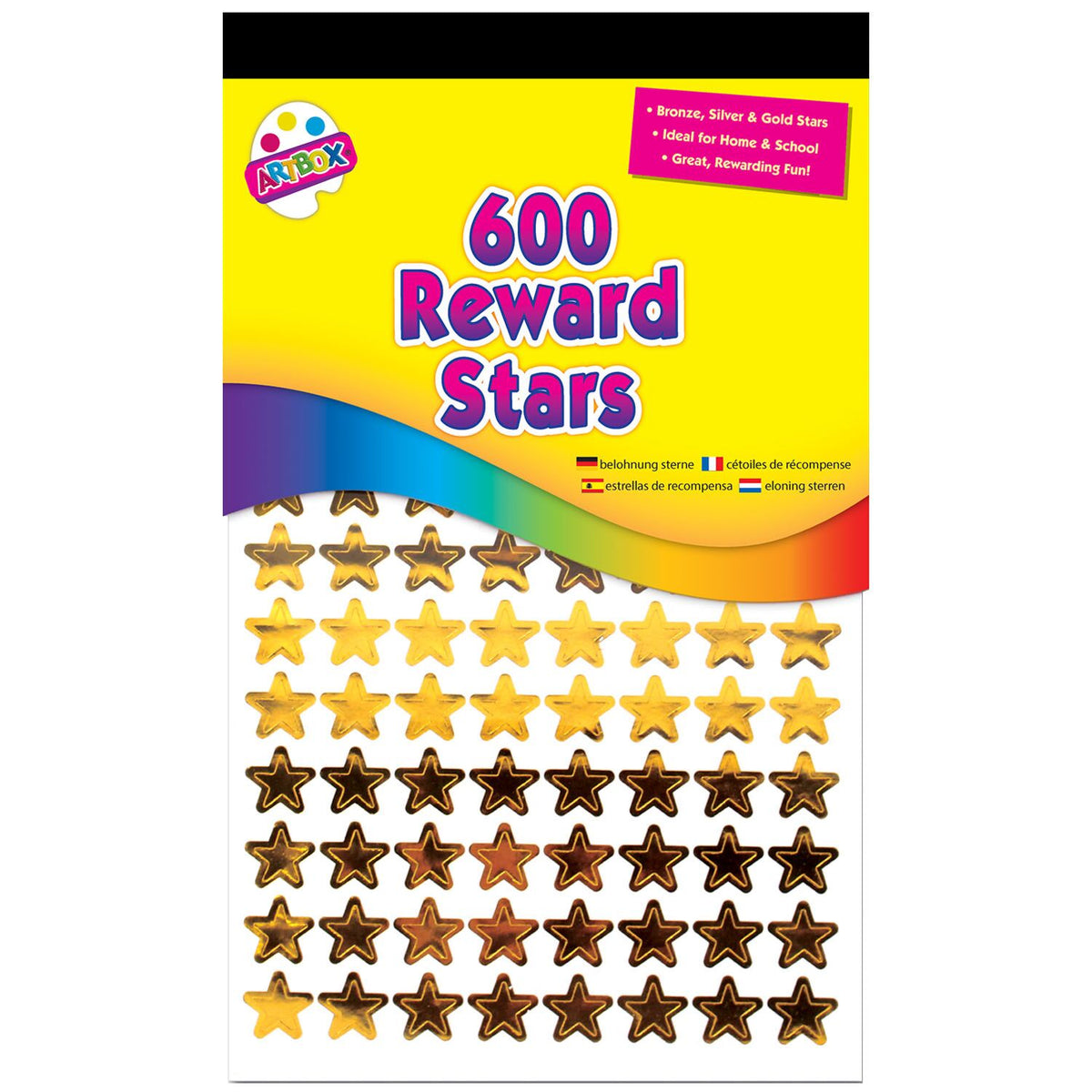 Tallon Artbox Reward Stars Assorted Colours Pack of 600 6829 | Ideal for Home and School | Great Rewarding Fun