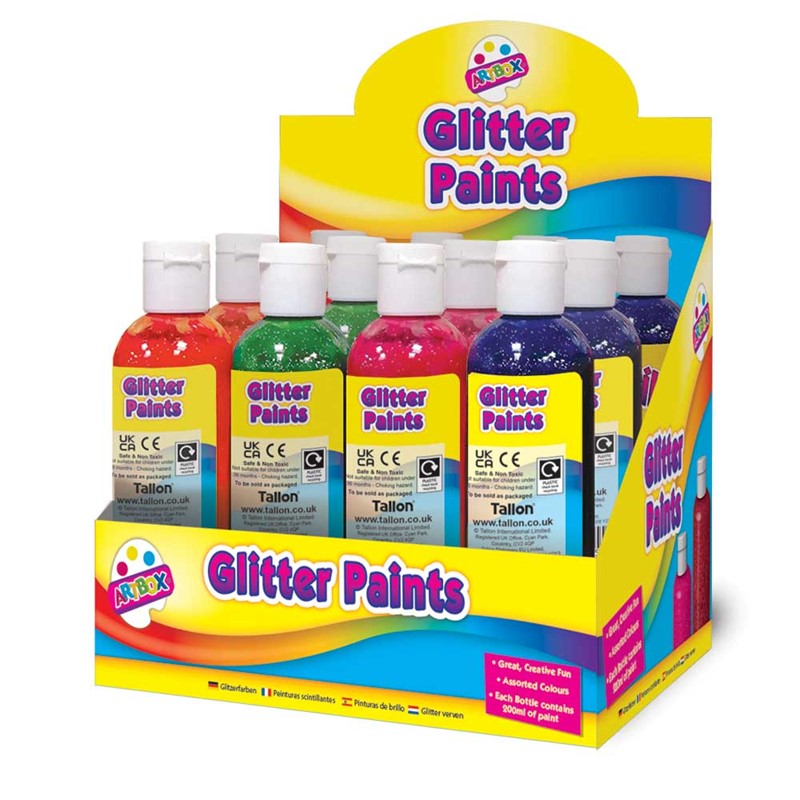 Tallon Glitter Paints Assorted Colours 200ml 5035 | Safe and Non Toxic