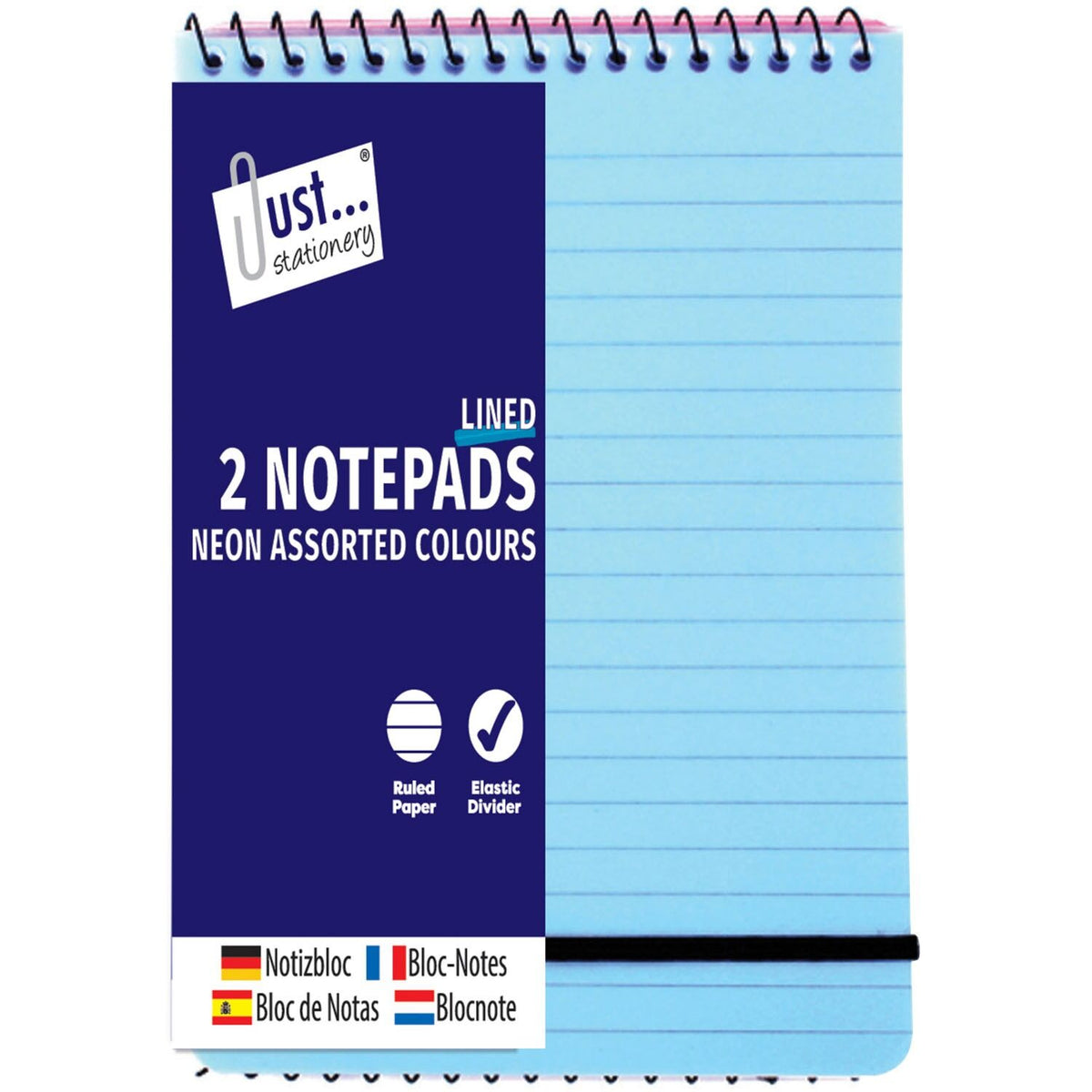 Tallon Just Stationery Neon PP Cover Notepads Assorted Colours Pack of 2 6616 | Ruled Paper