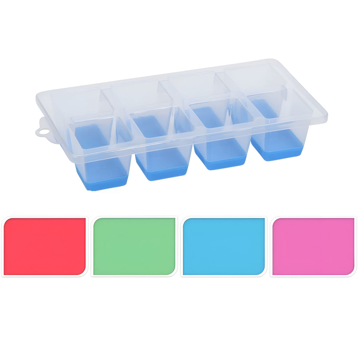 Excellent Houseware TPE Ice Cube Tray Assorted Colours Large Pack of 8 101003130