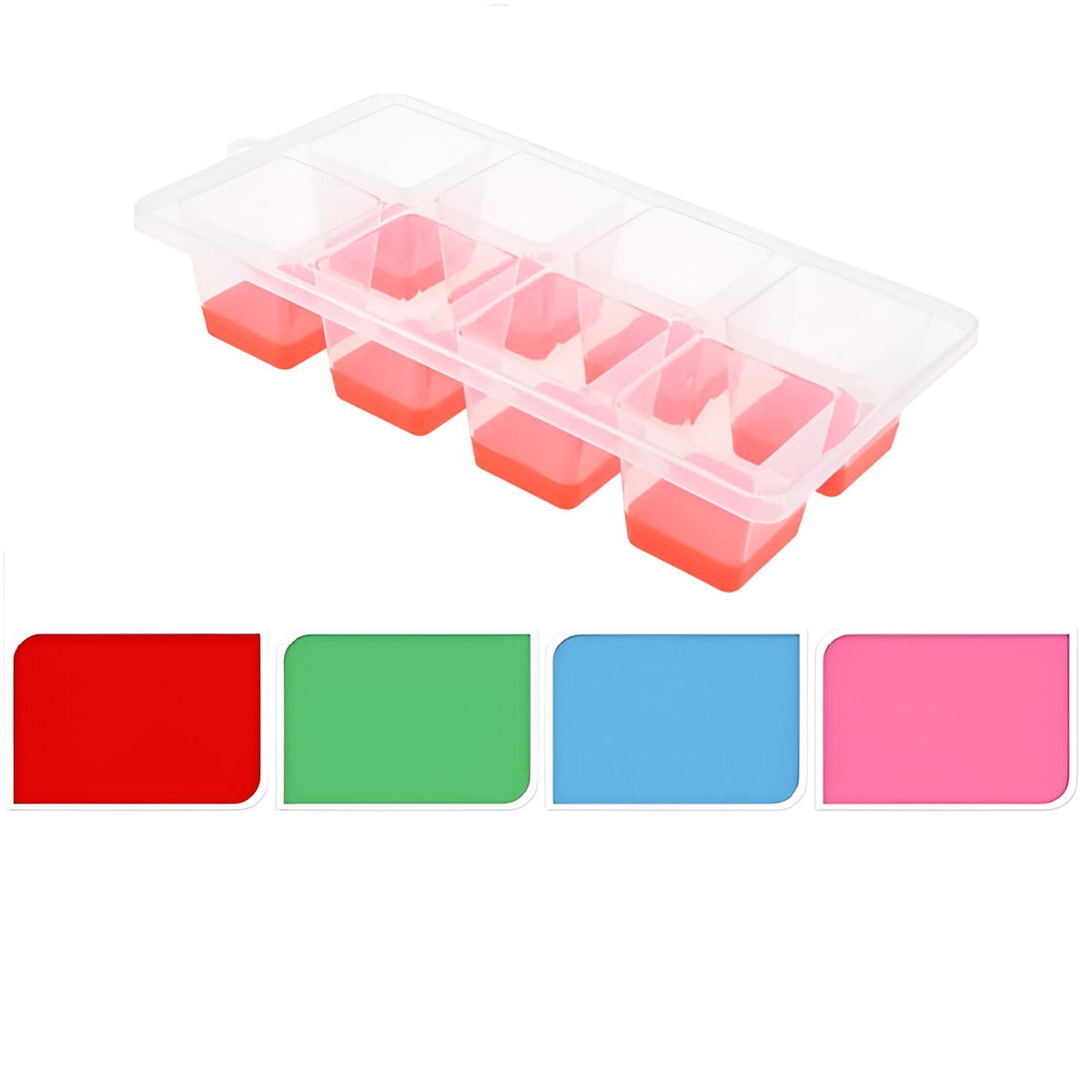 Excellent Houseware TPE Ice Cube Tray Assorted Colours Large Pack of 8 101003130