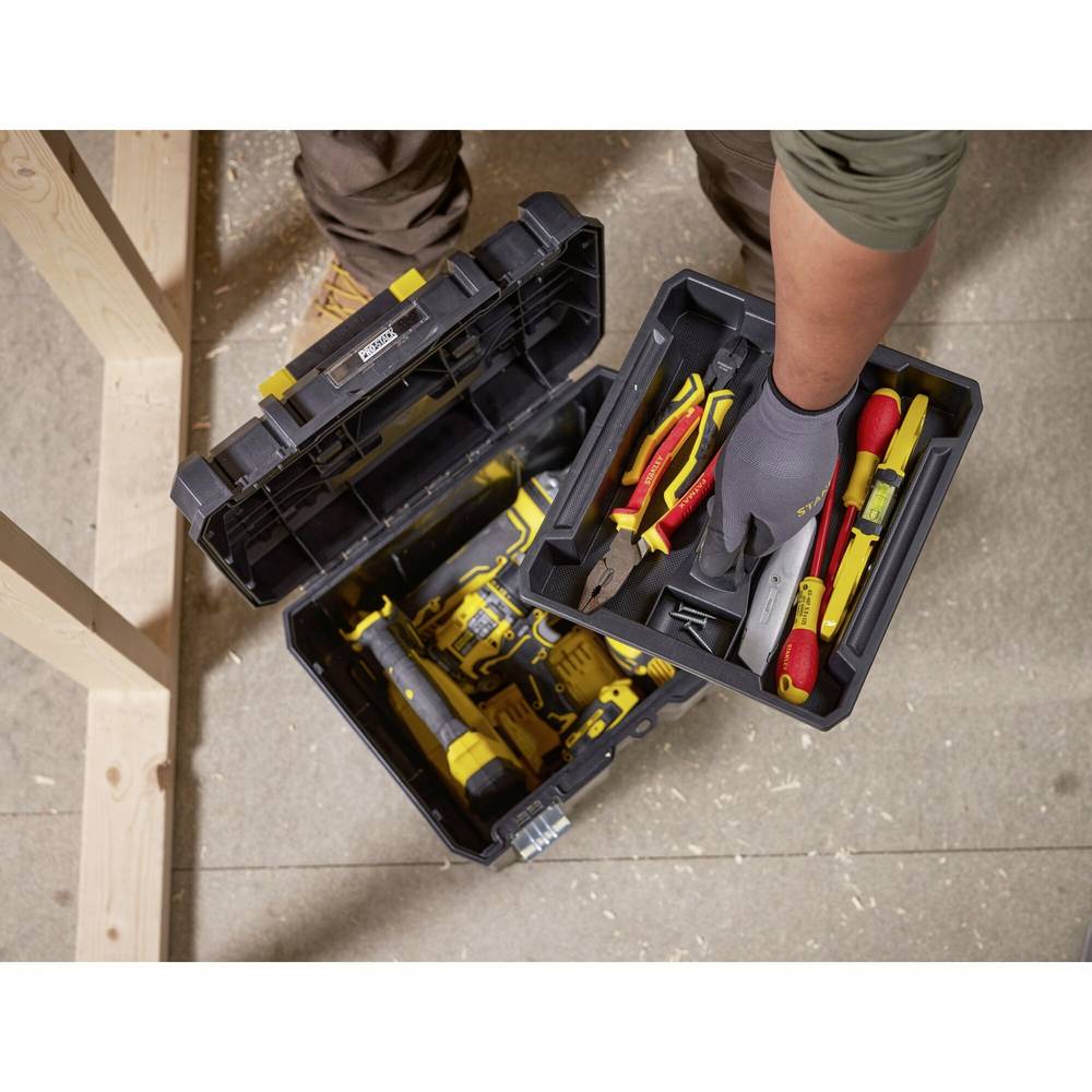 Stanley FatMax Pro-Stack Deep Toolbox Black 44cm x 33.2cm x 30.15cm FMST1-71971 | Storage Case with Metal Latches | Stackable and Portable Tool Organiser