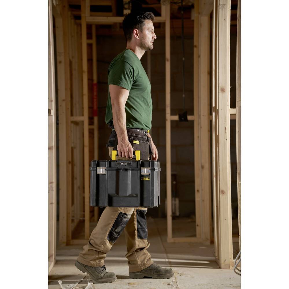 Stanley FatMax Pro-Stack Deep Toolbox Black 44cm x 33.2cm x 30.15cm FMST1-71971 | Storage Case with Metal Latches | Stackable and Portable Tool Organiser