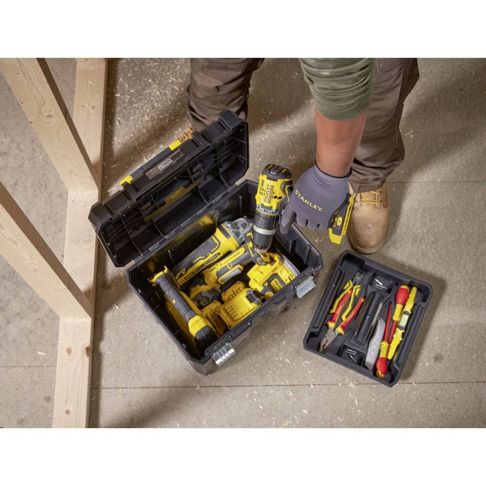 Stanley FatMax Pro-Stack Deep Toolbox Black 44cm x 33.2cm x 30.15cm FMST1-71971 | Storage Case with Metal Latches | Stackable and Portable Tool Organiser