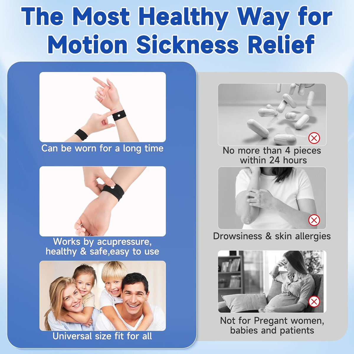 Globetrek Travel Sickness Wristbands Black Pack of 2 HWP081736 | Motion Sickness Relief Bands | For Both Adults and Children | Drug-Free and Reusable