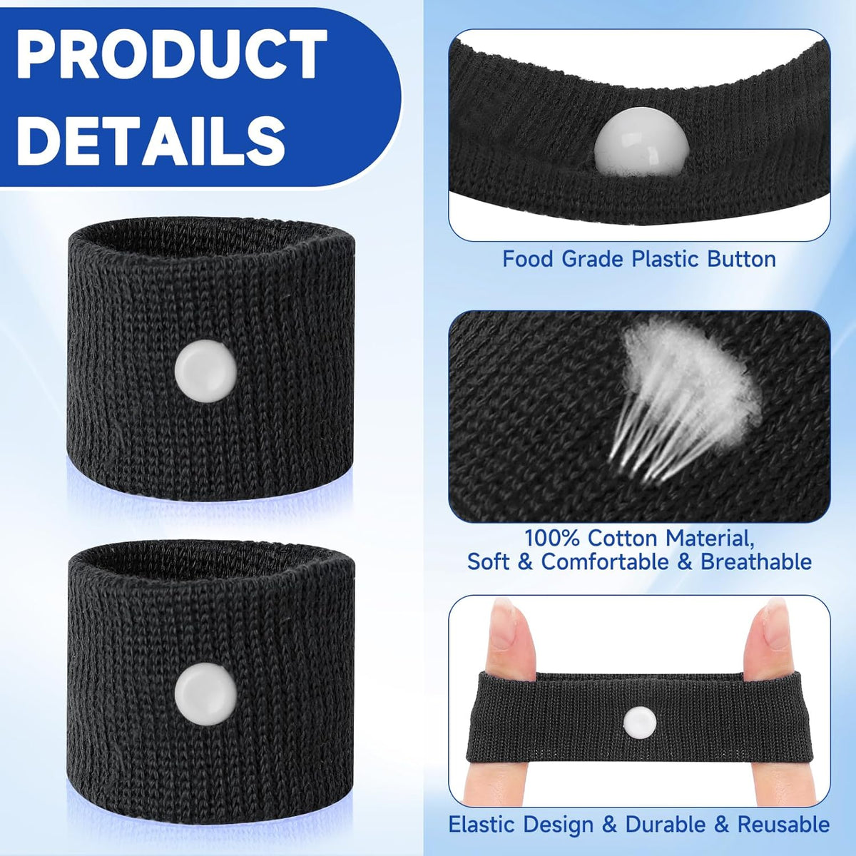 Globetrek Travel Sickness Wristbands Black Pack of 2 HWP081736 | Motion Sickness Relief Bands | For Both Adults and Children | Drug-Free and Reusable
