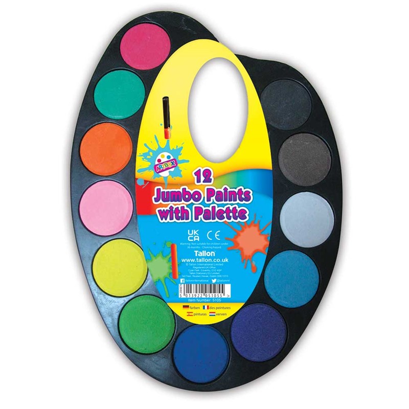 Tallon Artbox 12 Jumbo Paints with Palette Assorted Colours 5105