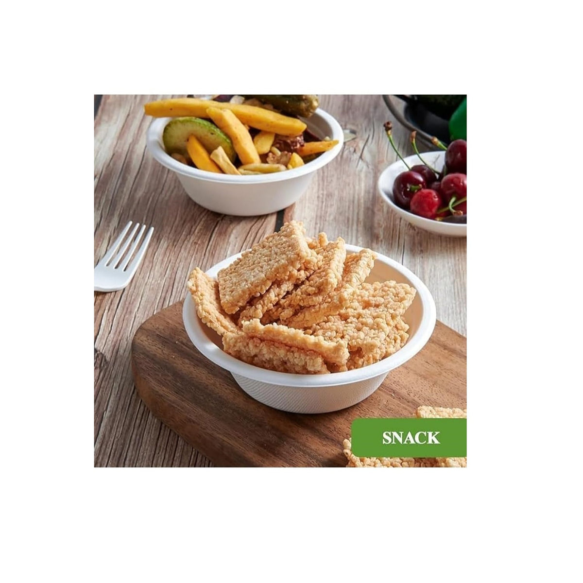 Dura Kitchen Accessories Bagasse Bowl White 350ml Pack of 50 DA016 | Durable | Leak and Cut Resistant | 100 Percent Compostable and Biodegradable | Microwave and Freezer Safe | Premium Strength