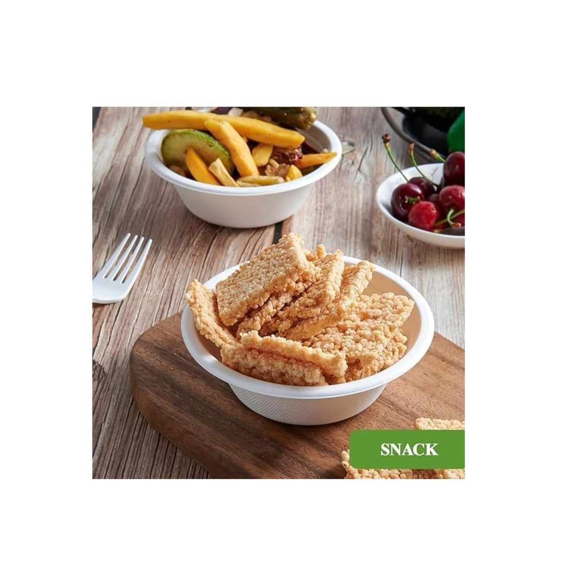 Dura Kitchen Accessories Bagasse Bowl White 350ml Pack of 15 DA010 | Durable | Leak and Cut Resistant | 100 Percent Compostable and Biodegradable | Microwave and Freezer Safe | Premium Strength