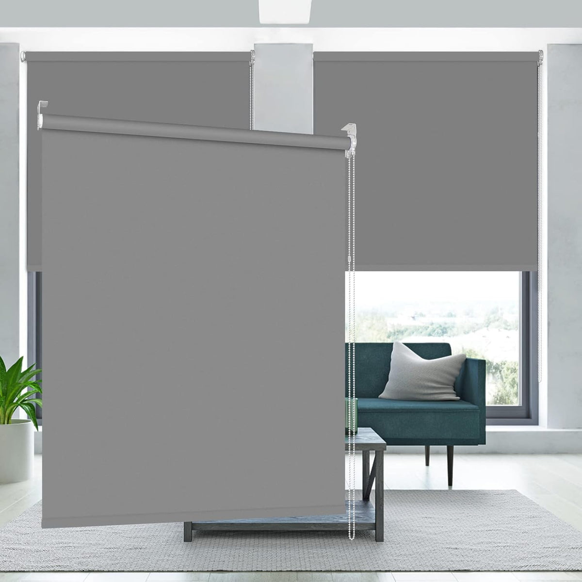 Blackout Roller Blinds Assorted Colours 180cm x 200cm Pack of 1 AY007E | UV Protection Window Shade | Light-Blocking | Thermal Insulated Roller Shades for Home and Office
