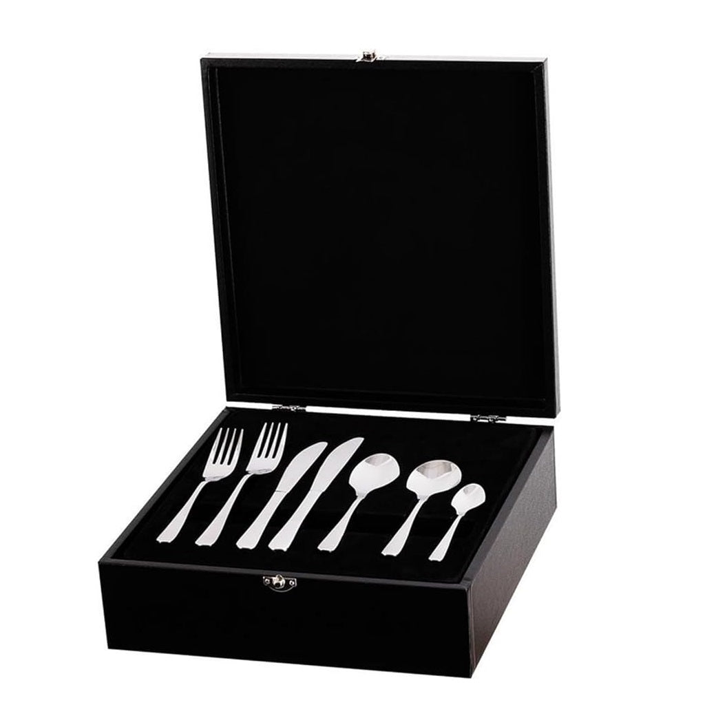Viners Savannah Stainless Steel Canteen Cutlery Set Silver Pack of 42 303.179 | Includes 6 x Dessert Spoons | 6 x Table Forks | 6 x Dessert Knives | 6 x Dessert Forks | 6 x Table Knives | 6 x Soup Spoons | 6 x Tea Spoons