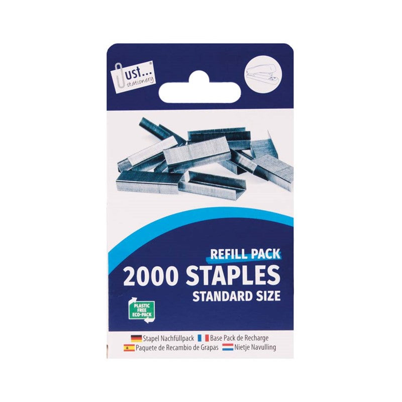Tallon Just Stationery Standard Size Staples Refill Pack Silver Pack of 2000 6081