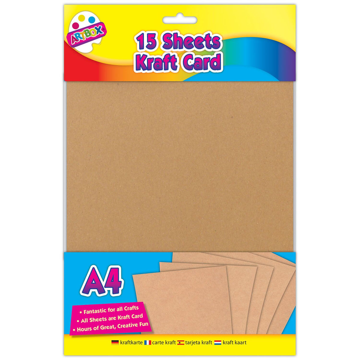 Tallon Artbox A4 Kraft Card Brown Pack of 15 6884 | Fantastic for all Crafts | All Sheets are Kraft Card | Hours of Great Creative Fun