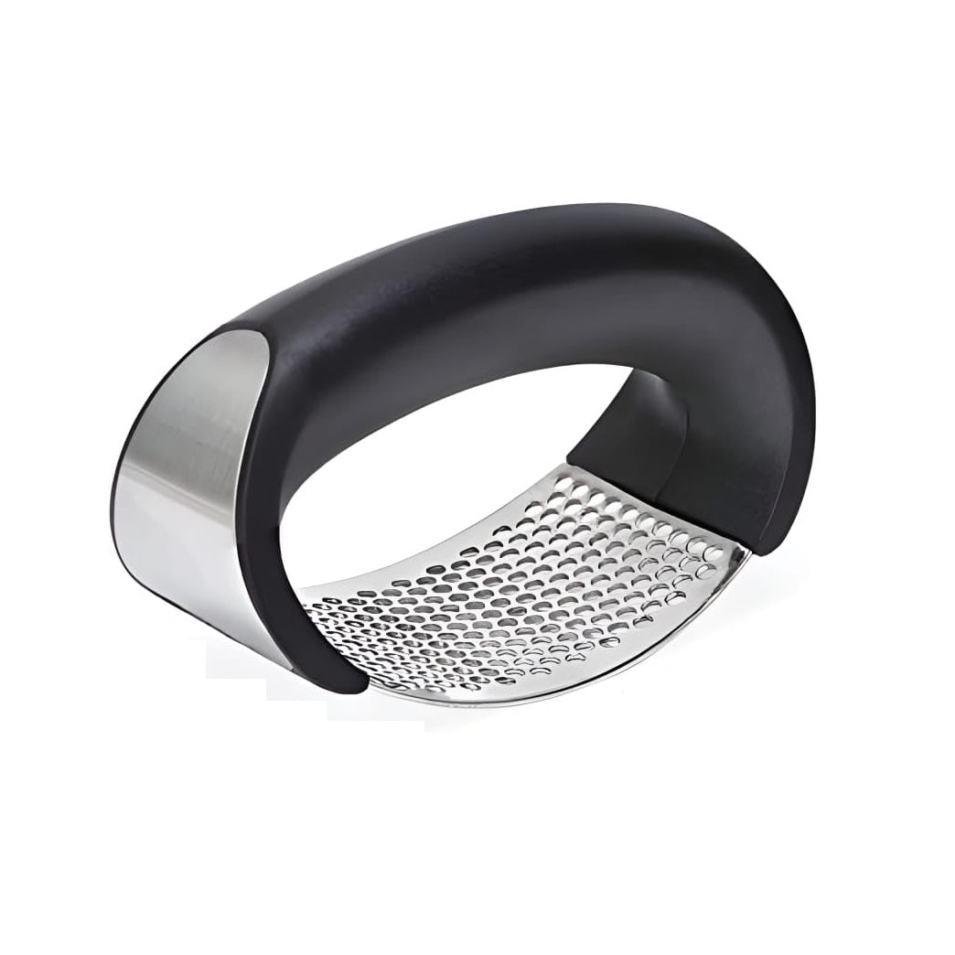 Arc-Shaped Stainless Steel Garlic Press Chrome and Black DD107