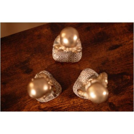 SiL Interiors Sitting Buddha Ornaments Gold and Cream Large 16cm x 14cm x 21.5cm Pack of 3 680g BU0148 | See No Evil - Hear No Evil - Speak No Evil Statues | Decorative Figurines for Home-Office or Meditation Space
